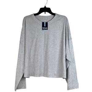 NWT DSG Women's 3/4 Sleeve Athletic Heather Gray Crop Crew Neck Soft Top 2XL